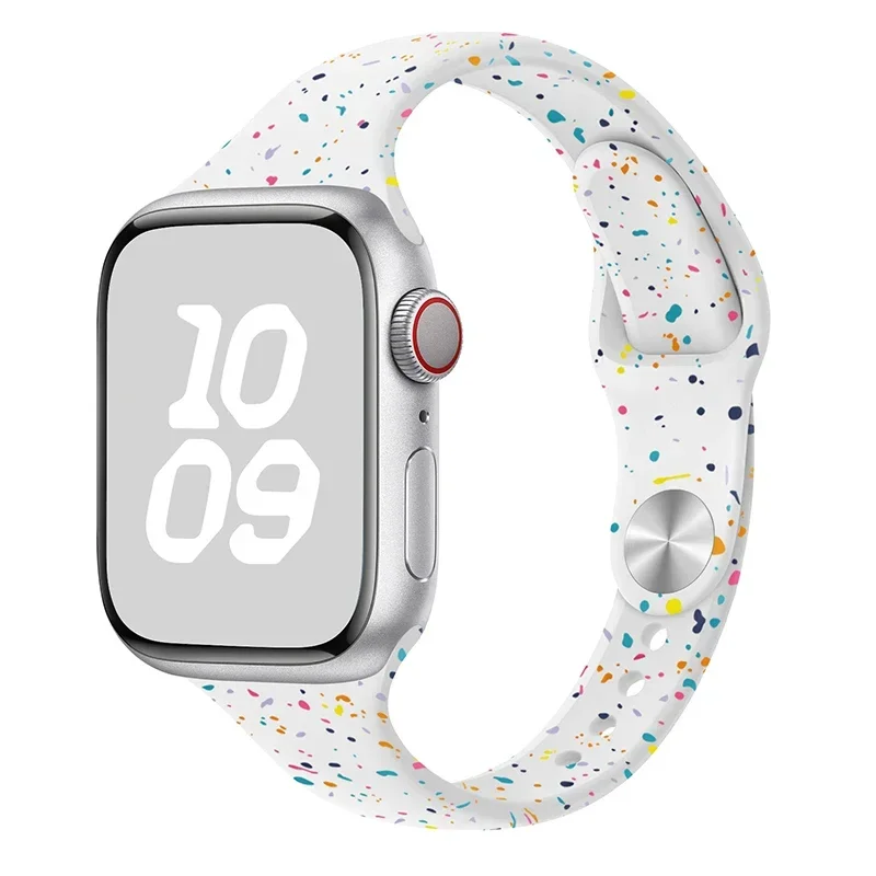 Slanke siliconen band voor Apple Watch Ultra 44 mm band 41 mm 45 mm correa 38 mm 40 mm 49 mm Sportarmband iWatch serie 8 7 6 5 se 4 3: GREEN BLUE / 12mm