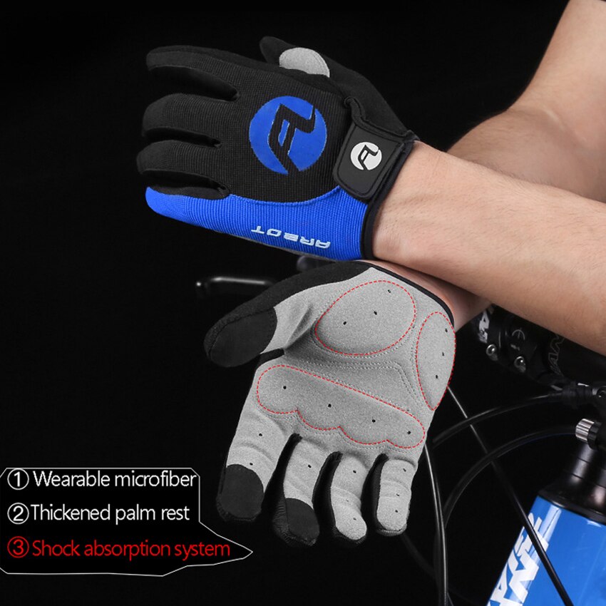 Guantes de ciclismo para hombre antideslizantes con pantalla táctil, antigolpes, transpirables, de dedo completo, para deporte, Fitness, guantes para motocicleta y bicicleta