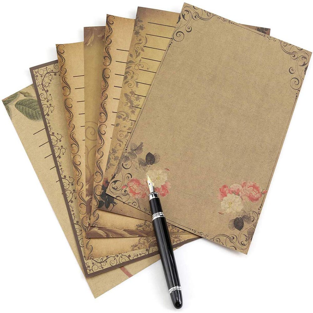 8 ark vintage kraftpapper brevpapper papper brev gammaldags retrobrunt kraftpapper skrivskolakontor leverantörer