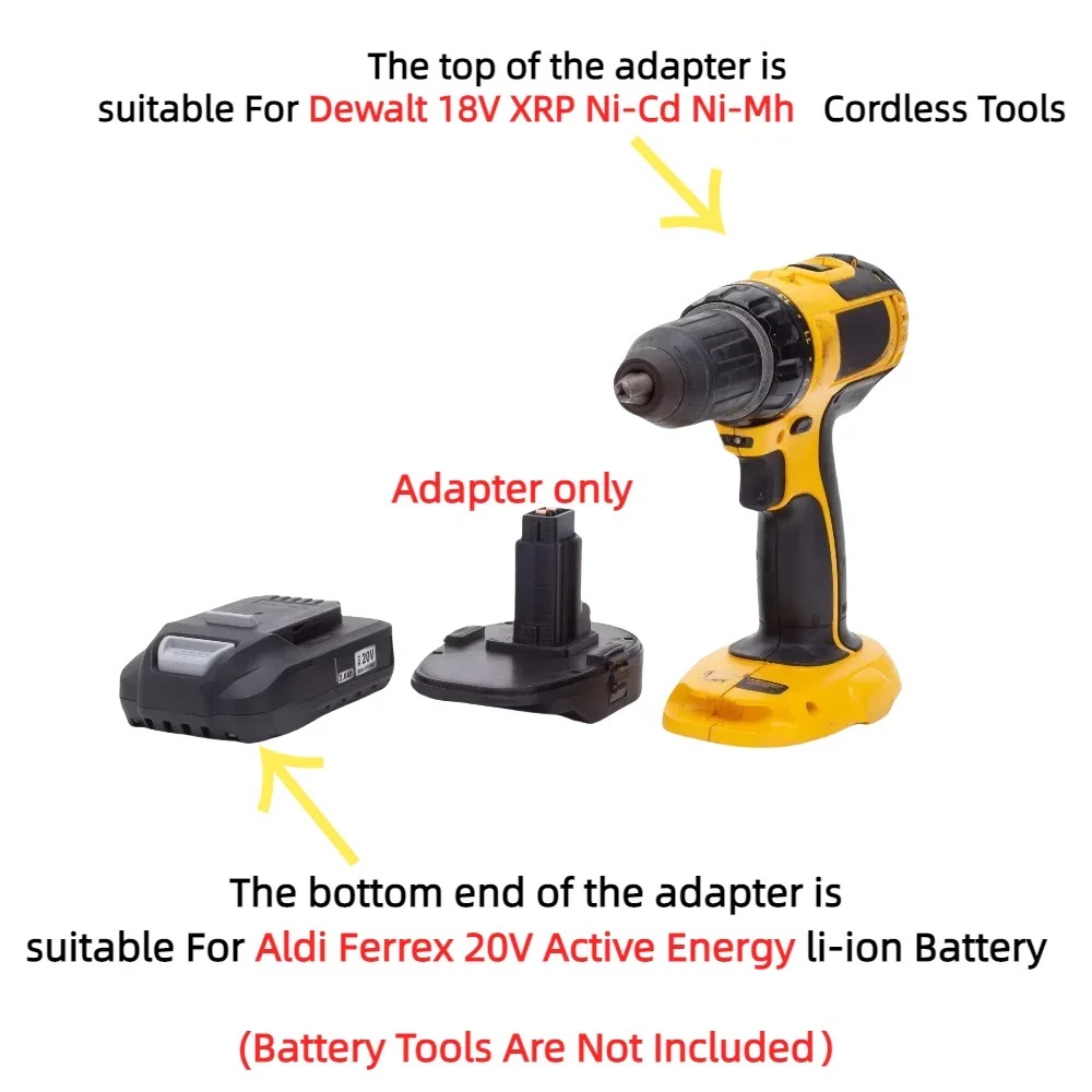 Battery Adapter Converter Accessory for Aldi Ferrex 20V Active Energy Battery TO Dewalt 18V XRP Ni-Cd Ni-Mh Tools(Only Adapter)