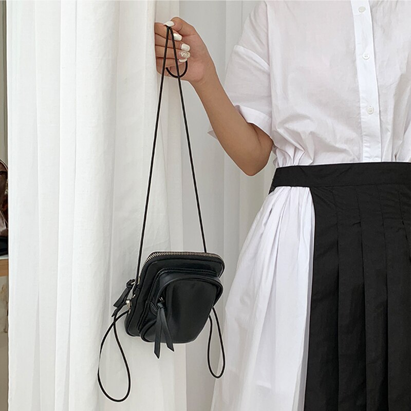 Kvinder lille skuldertaske mini messenger tasker telefonpose crossbody taske tynd skulderbælte mini lynlås pose til kvinder