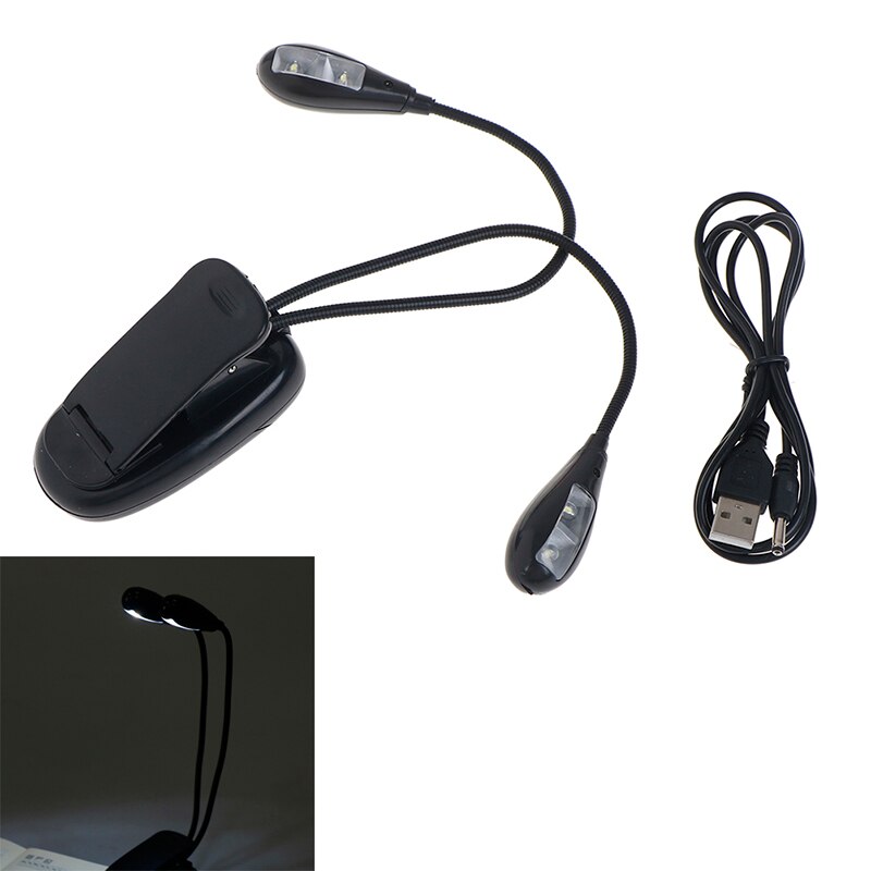 1pc Verstelbare Zwanenhalzen Clip Op USB LED Lamp Voor Muziek Stand En Boek Leeslamp