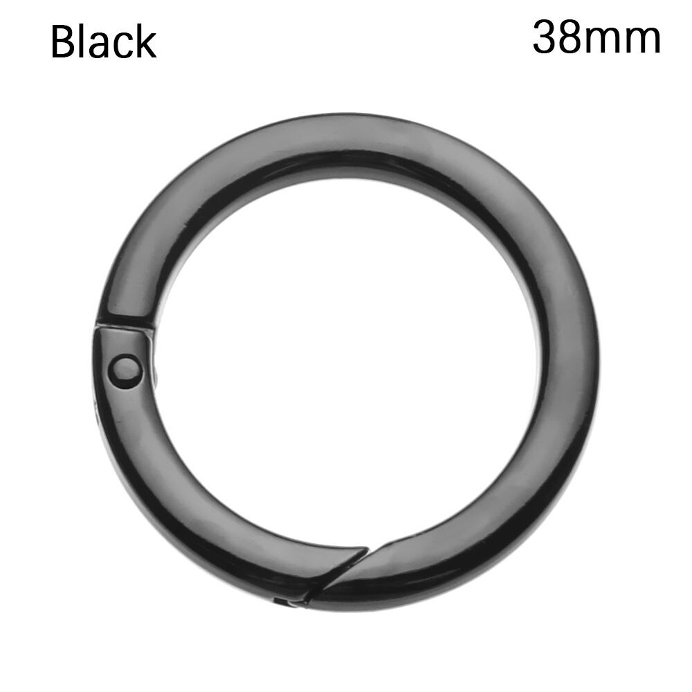 Black gold silver Round Push Trigger Snap Clasp Clip Carabiner Purses Handbags Bag Belt Buckle Spring O-Ring Buckles: Black-38mm