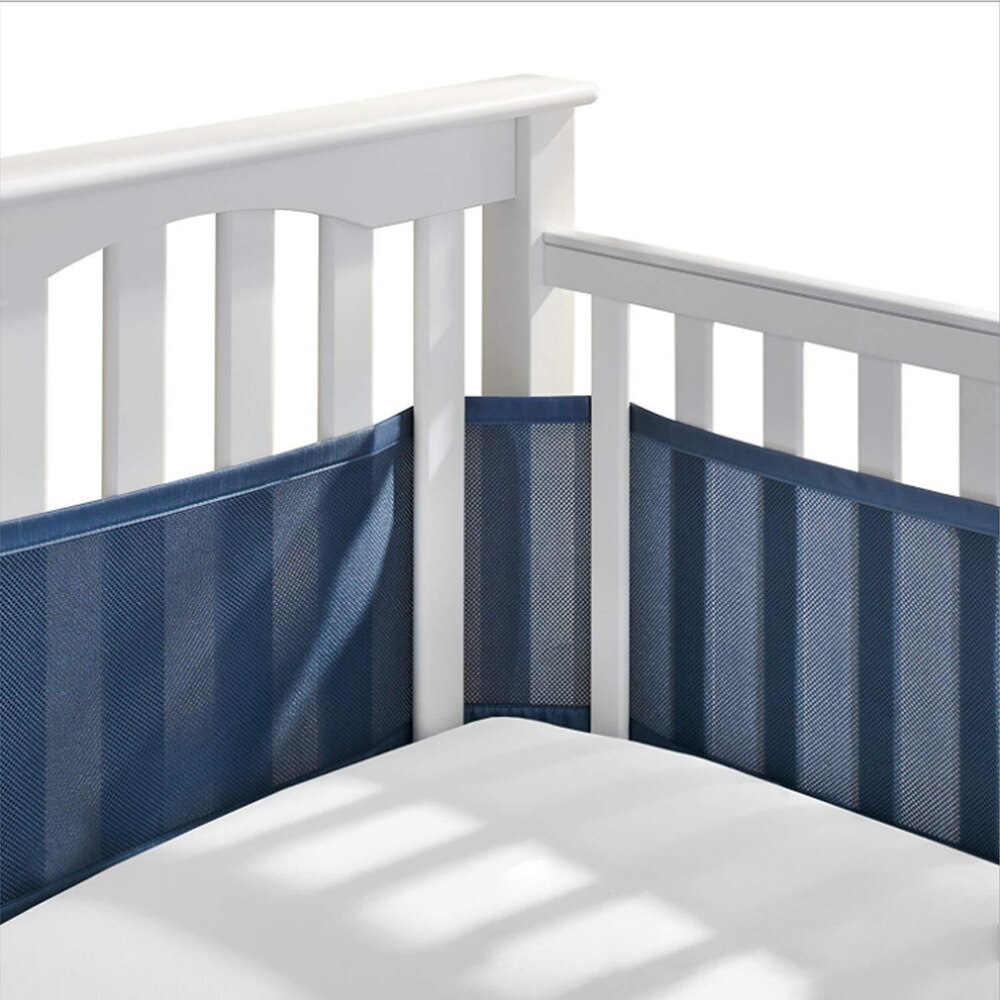 Lit de -né en maille 3D, pare-choc respirant pour protection de la tête, ensemble de literie pour bébé, décor de chambre d&#39;été: Navy Blue