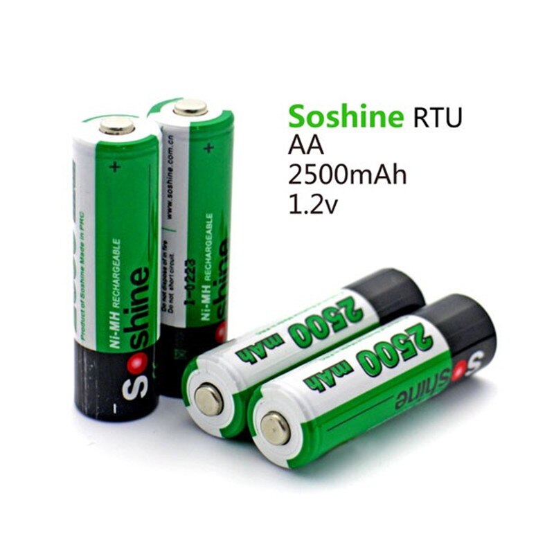 4 Stuks Soshine 2500 Mah Aa 1.2V Ni-Mh-batterij Aa Nimh Batterij + Batterij Doos