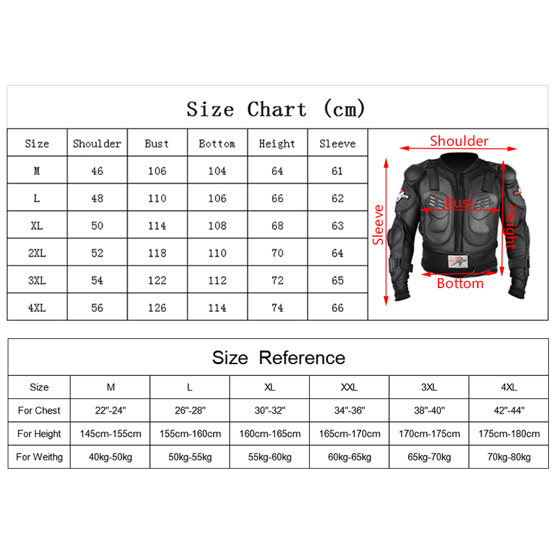 Full Body Motorcycle Armor Jacket Motocross Vest Chest Gear Parts Protective Shoulder Hand Joint Protection Accessories