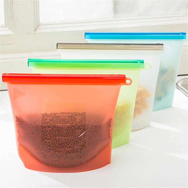 Silicone Food Preservation Bag Reusable Airtight Seal Bags For Vegetable Liquid Snack Meat Microwave Heating Tools 500/1000ML