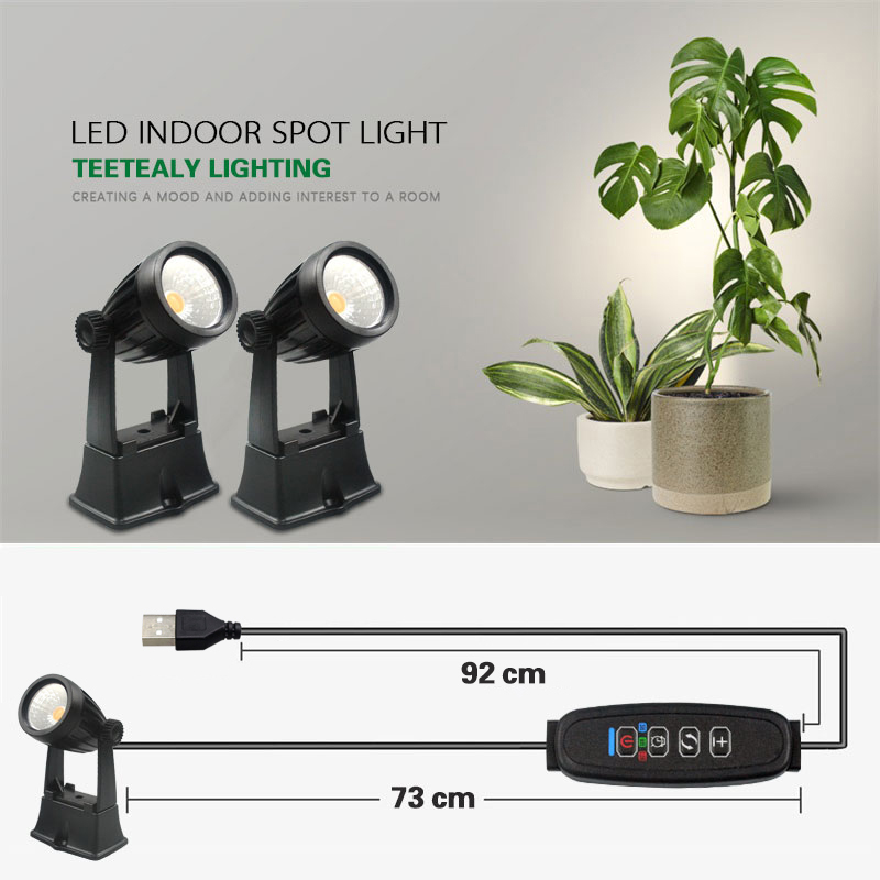 Usb led spotlight indendørs plantebelysning 5v dæmpbare uplight spotlight lampe til potteplanter stue 5w dekorative lamper