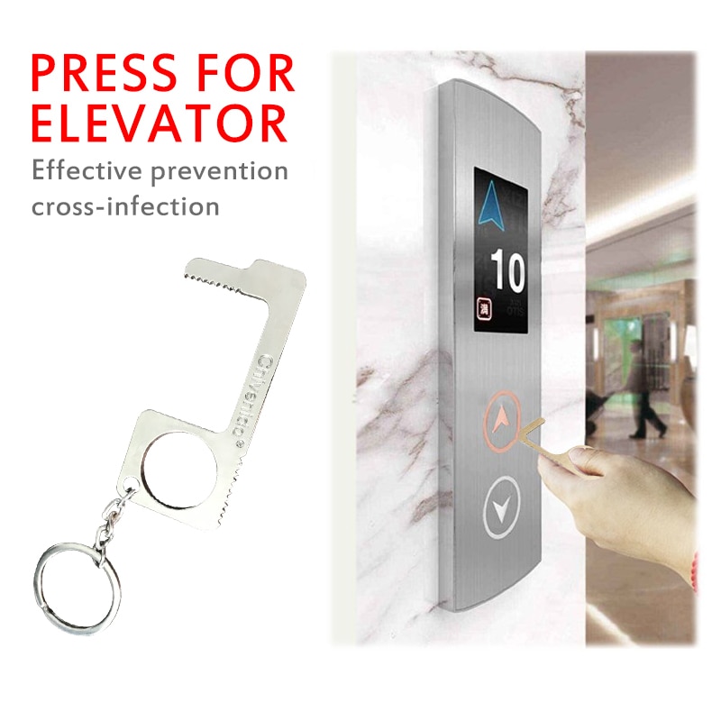 Portable Door Opener Multi-function Keychain Door Opener Anti-contact Sanitary Door Opener Anti-touch Press Elevator Tool