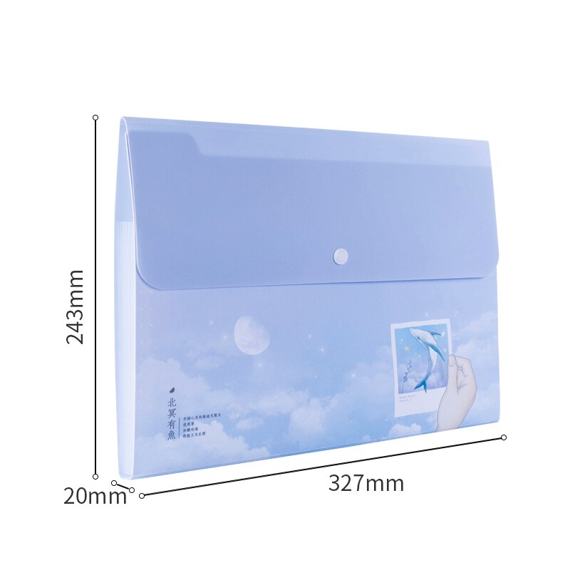 Cartella di File A4 cartella di File carina multistrato cartella trasparente Organizer borsa di archiviazione catalogo cartella di archivio semplice: 8 layers dream blue