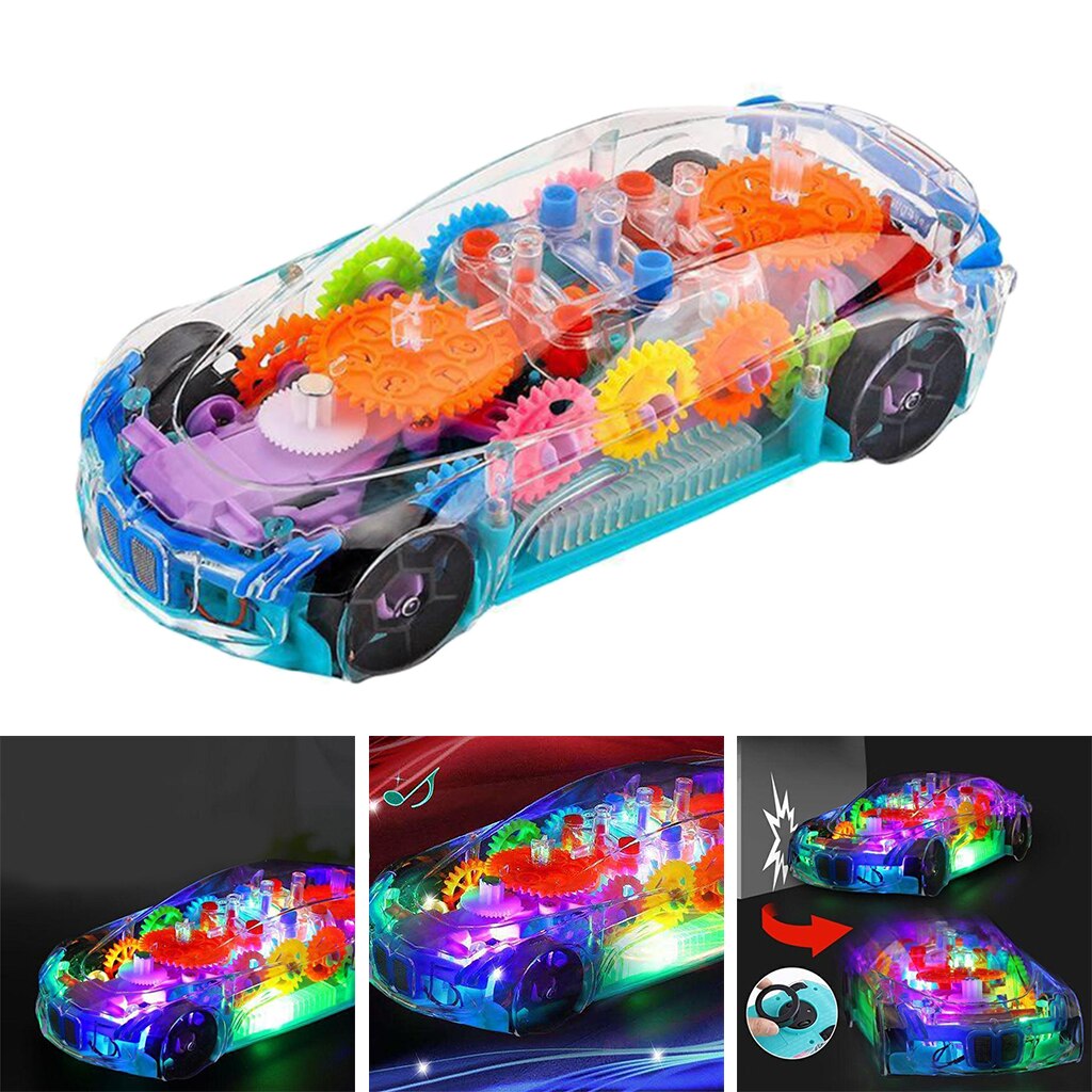 Transparante Speelgoed Auto Voor Peuters, Elektrische Mechanische Gear Race Auto Met Kleurrijke Licht En Charmante Muziek Baby Sport Auto