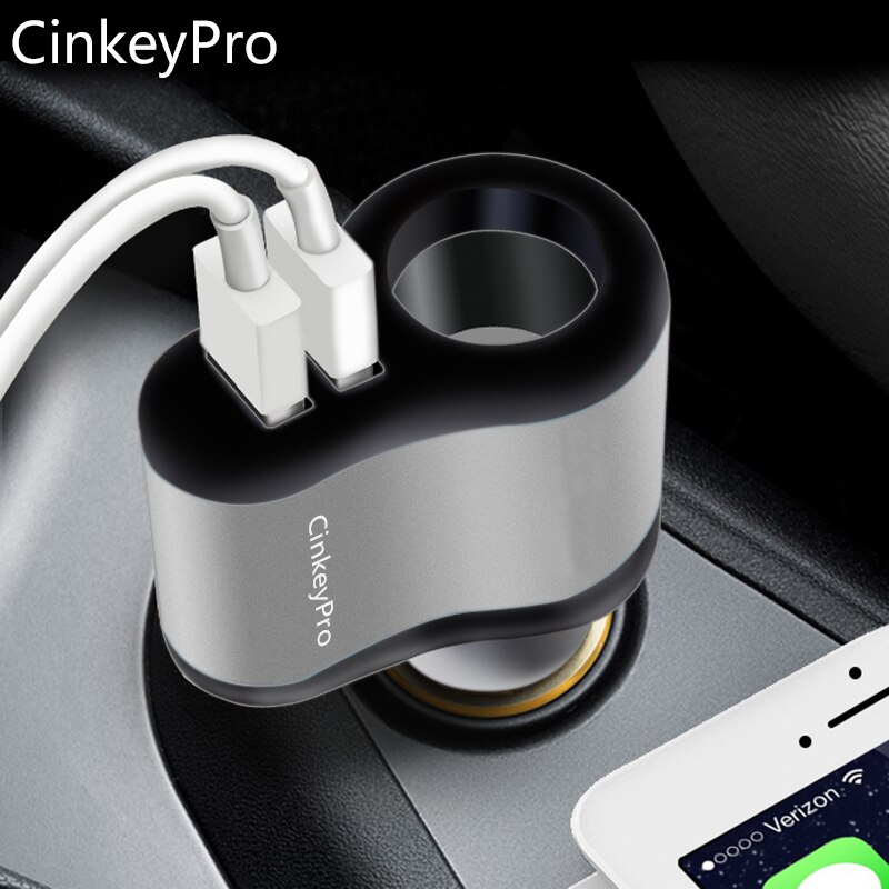 CinkeyPro Car Charger Cigarette Lighter 2-Ports USB Charger 2.1A Car-Charger Mobile Phone Universal For iPhone Samsung Charging