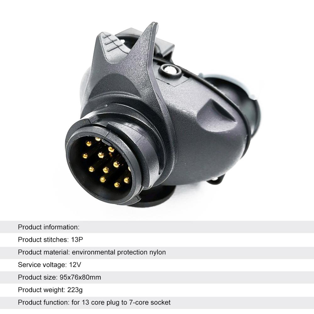 13 Pin To 7 Pin Double-head Connector RV Trailer Power Connector Plug Socket Connector Waterproof Conversion Adapter