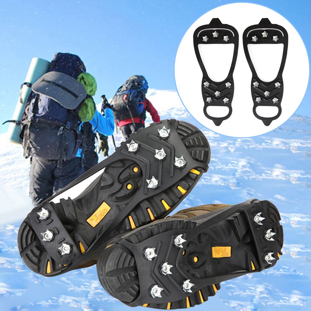 Crampones antideslizantes para zapatos de escalada en hielo, empuñaduras de hielo, cubiertas para zapatos de nieve, banda de goma elástica y ajustada, para invierno y exterior
