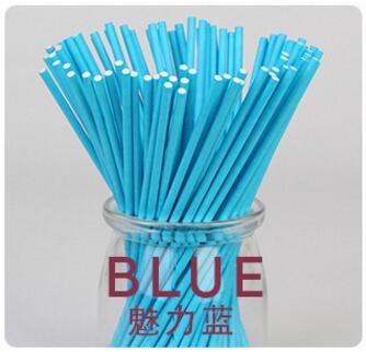 100 stk/lot godteri farget papir slikkepinner for cake pops candy popcake pinne 10*3.5cm hjemmebakst gyh: Blå