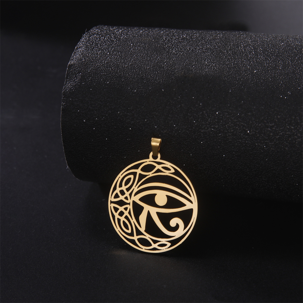 Colgantes de Ojo de Horus de acero inoxidable, amuleto Vintage para la fabricación de joyas, collar Diy, llaveros, accesorios, 5 unidades por lote