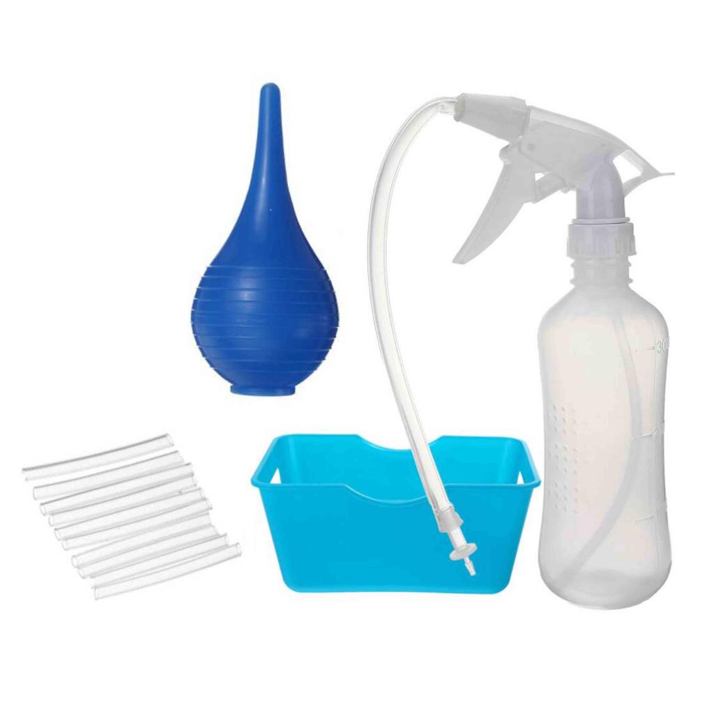 Ear Washer Bottle Ear Wax Remover Kit with Basin 300ml Spray Bottle 10 Extra Disposable Tips and Rubber Bulb Ear Wax Washer Kit