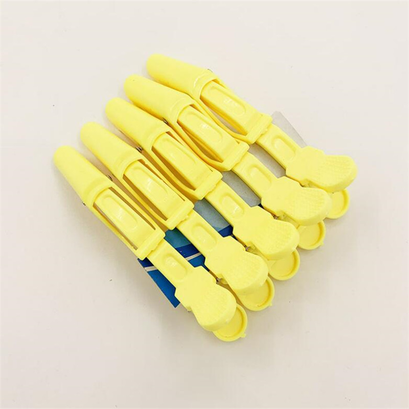 Pinzas de plástico para el pelo para peluquería, pinzas de cocodrilo, Sección de garra, accesorios para peluquería, 5 unids/lote: Oro