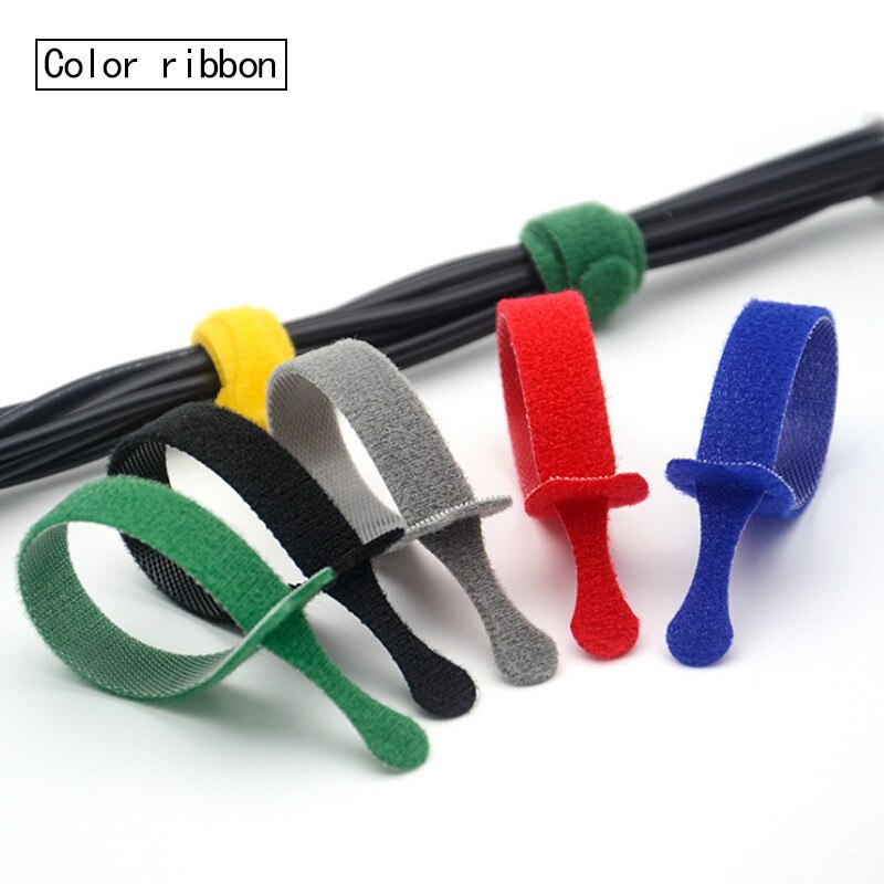 50 stycken buntband nylon nätsladd ögla tejpfäste kabel trådorganiserar t/nålformad färgdatakabel nätsladdsband