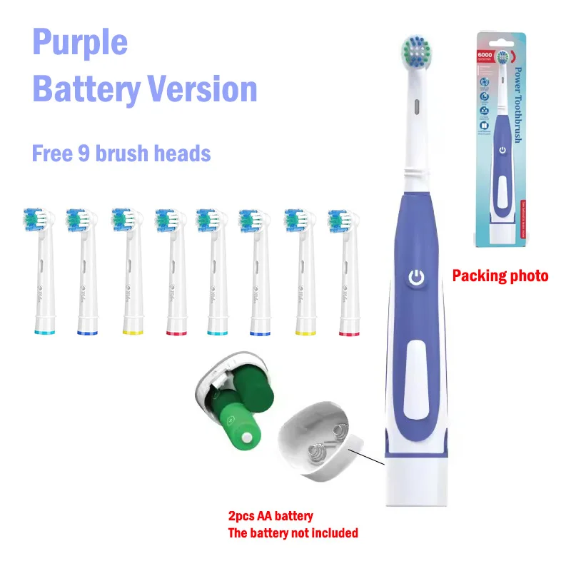 Cepillo de dientes eléctrico sónico redondeado, cepillo de dientes vibratorio 3D, rotación, cuidado de las encías, cabezales de cerdas suaves, batería, blanqueamiento dental: Raíz de loto color