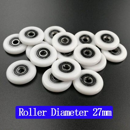 Roulette de porte de salle de bain, rouleau de porte de douche coulissante. diamètre extérieur 19mm/20mm/22mm/23mm/25mm/27mm, alésage du roulement 5mm.: Diamètre 27mm