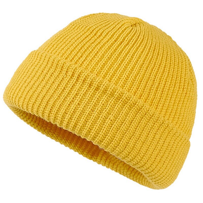 9 farver unisex hue hue ribstrikket vinterhue med manchet varm kort hue ensfarvet kalot baggy til voksen hue: Yw