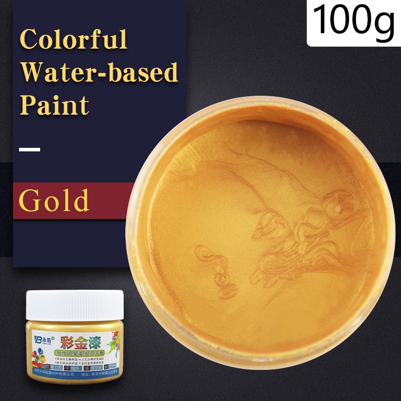 Gold Acrylic Paint Metal Lacquer Wood Varnish Coating Quick-drying&Anti-rust for Crafts Furniture Statuary Coloring 100g