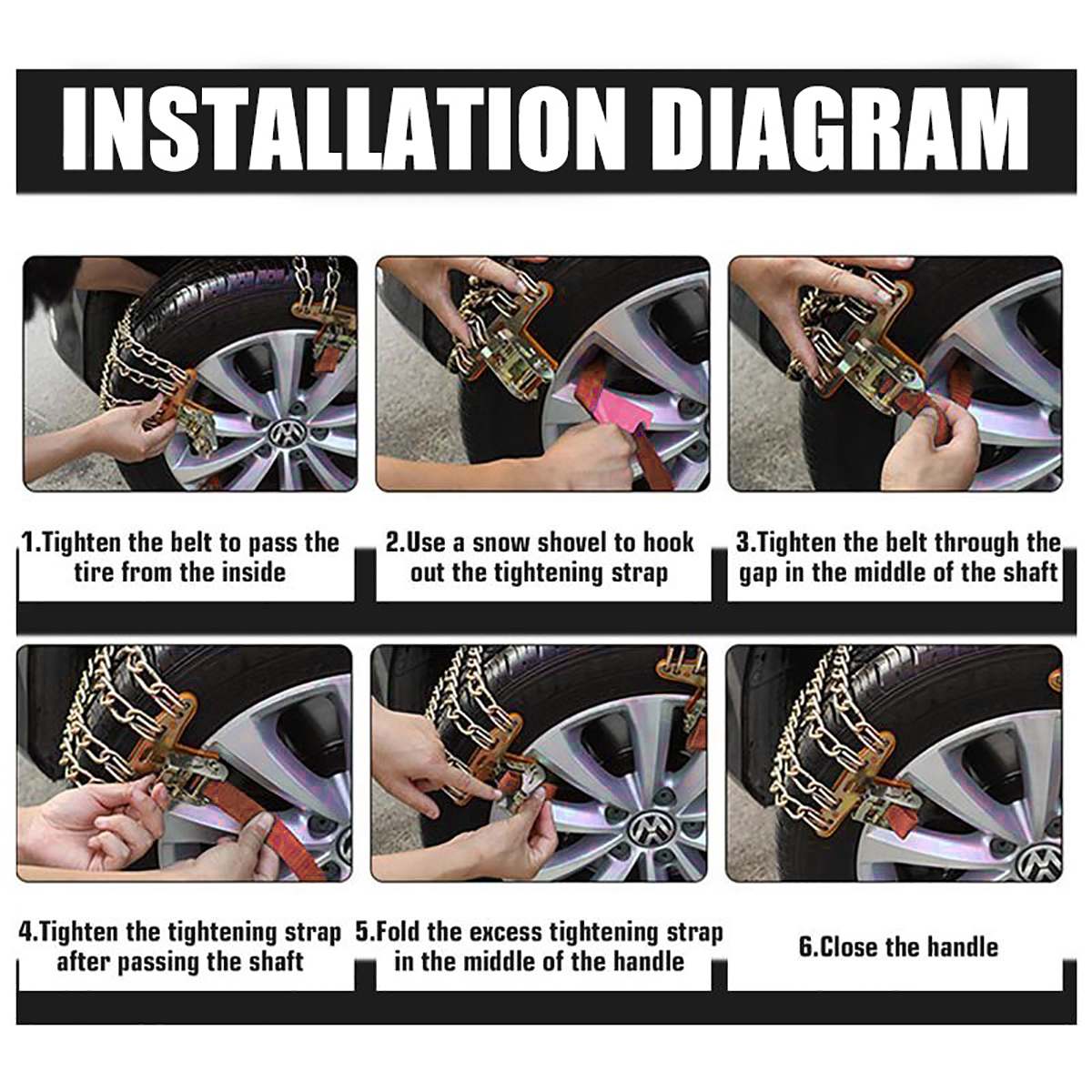 Car SUV Tire Chain Wheel Snow Chain Winter Tyre Anti-skid Ice Chains Steel For Ice/Snow/Mud Road Safety Driving Accessories