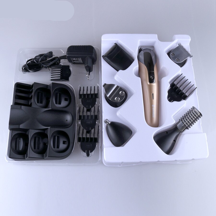 6 in 1 Digital Hair Trimmer Rechargeable Electric Hair Clipper Men's Cordless Haircut Adjustable Ceramic Blade