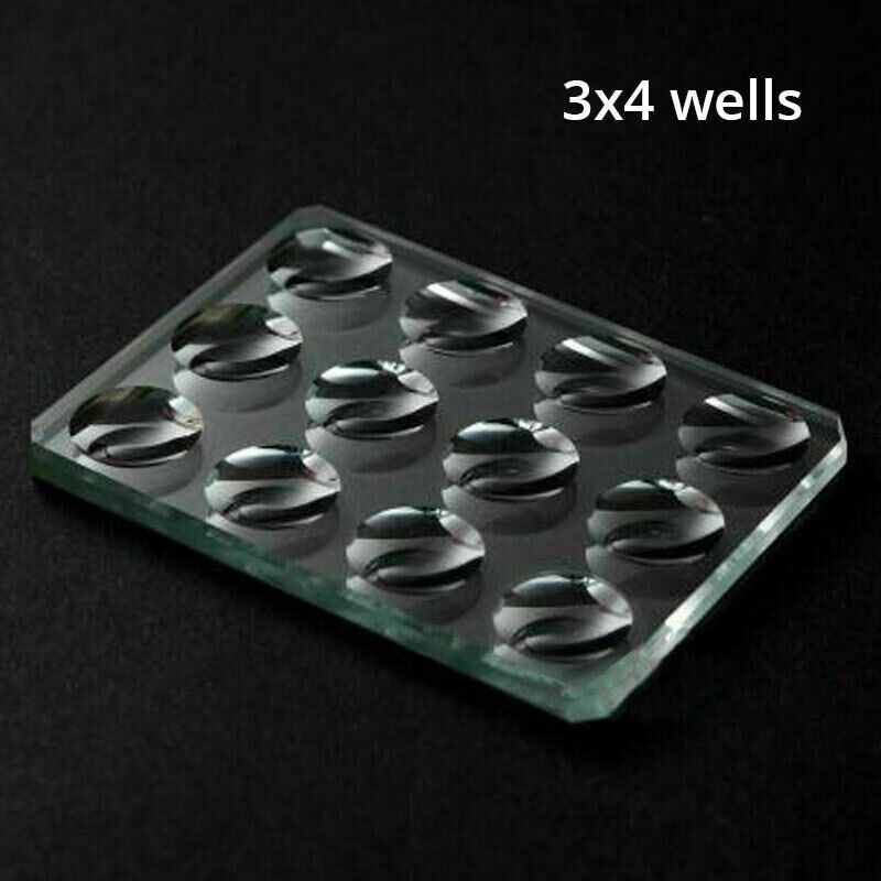 10MM Thickness Circular Concave Cavity Biological Microscope Slide Optical Glass Multiple Wells Optional: 3x4 wells