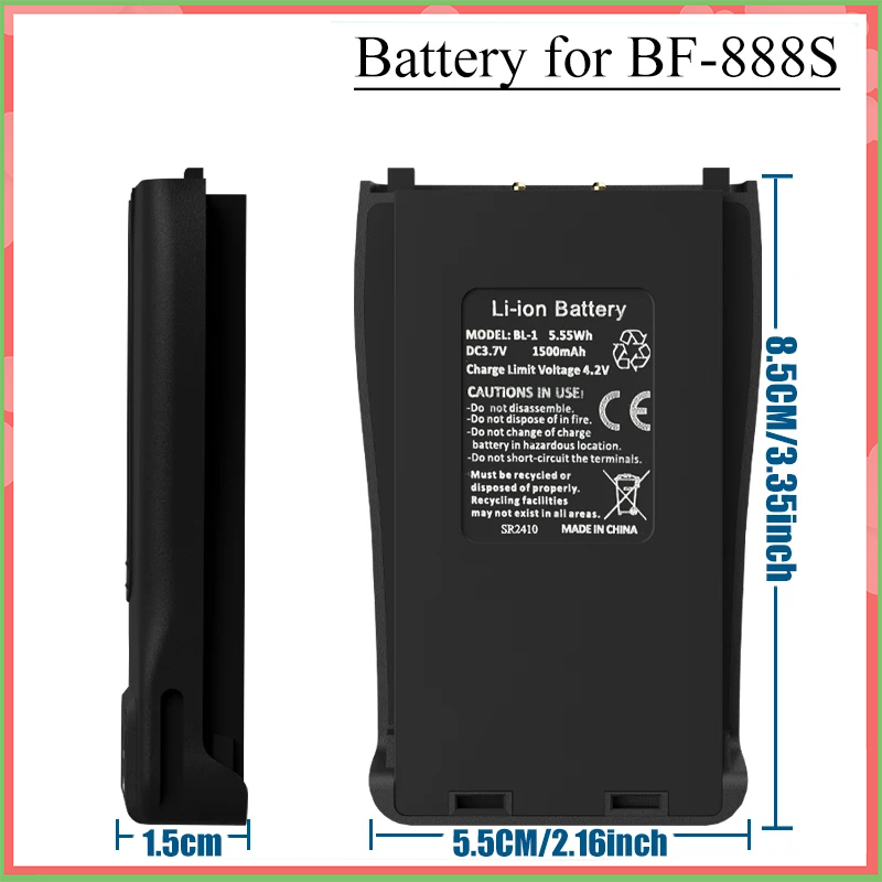 Baofeng BF-888S Walkie Talkie Battery Type-C Charger 1500mAh BL-1 for BF-666S BF-C1 H-777 BF-777S RT21 F26 Rechargable Batteries