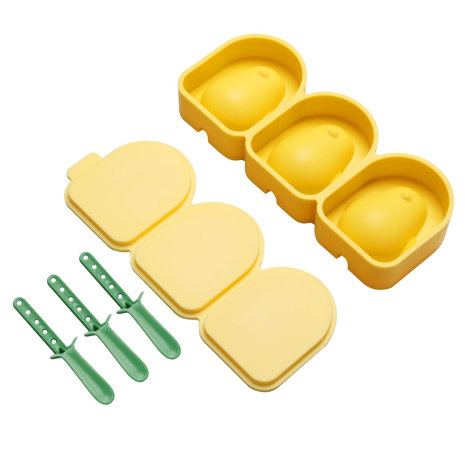 1pc Creativity 3-cavity Popsicle Mold DIY Homemade Bird Popsicle Ice Cream Popsicle Cake Silicone Mold With 3 Recyclable Sticks