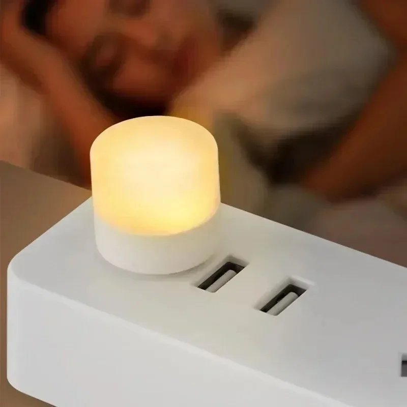 Mini bombillas de luz nocturna USB protección ocular blanca cálida luz de lectura de libros enchufe USB PC lámpara LED de carga de energía móvil