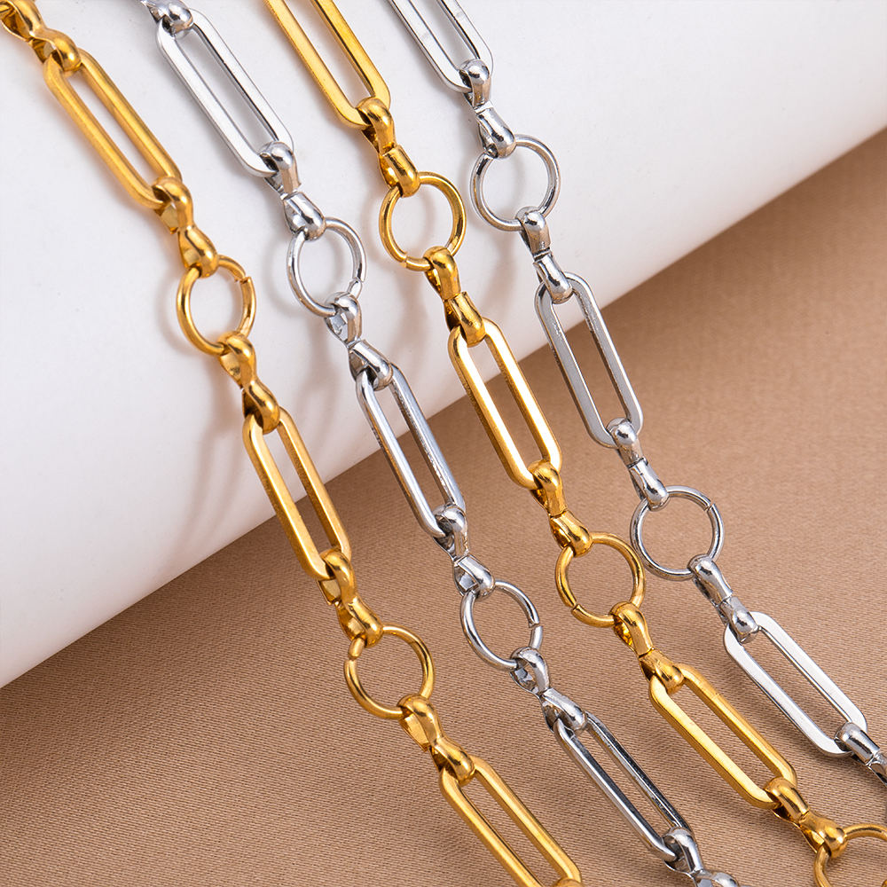 Cadena chapada en oro de acero inoxidable de 1 metro, Cable de barra larga, cadena circular redonda para DIY, collar, pulsera, accesorios para hacer joyas