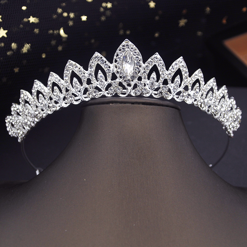 Rose rot Hochzeit Tiara Kristall Brautkrone Gold Farbe Diadem Schleier Diademe Haarschmuck Prinzessin Kopf bedeckungen Kopfschmuck: Antikes Silber überzogen