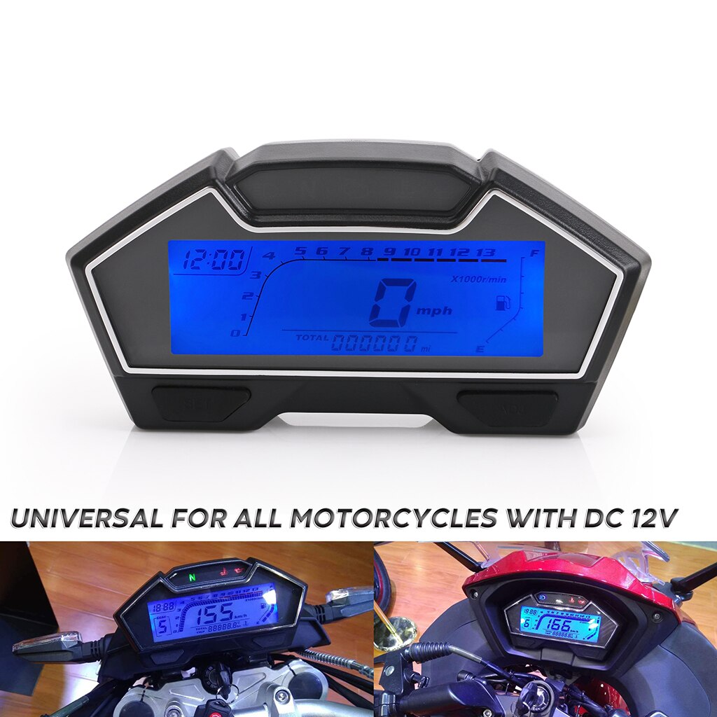 Digital LCD Odometer Speedometer Tachometer Fuel Level Display