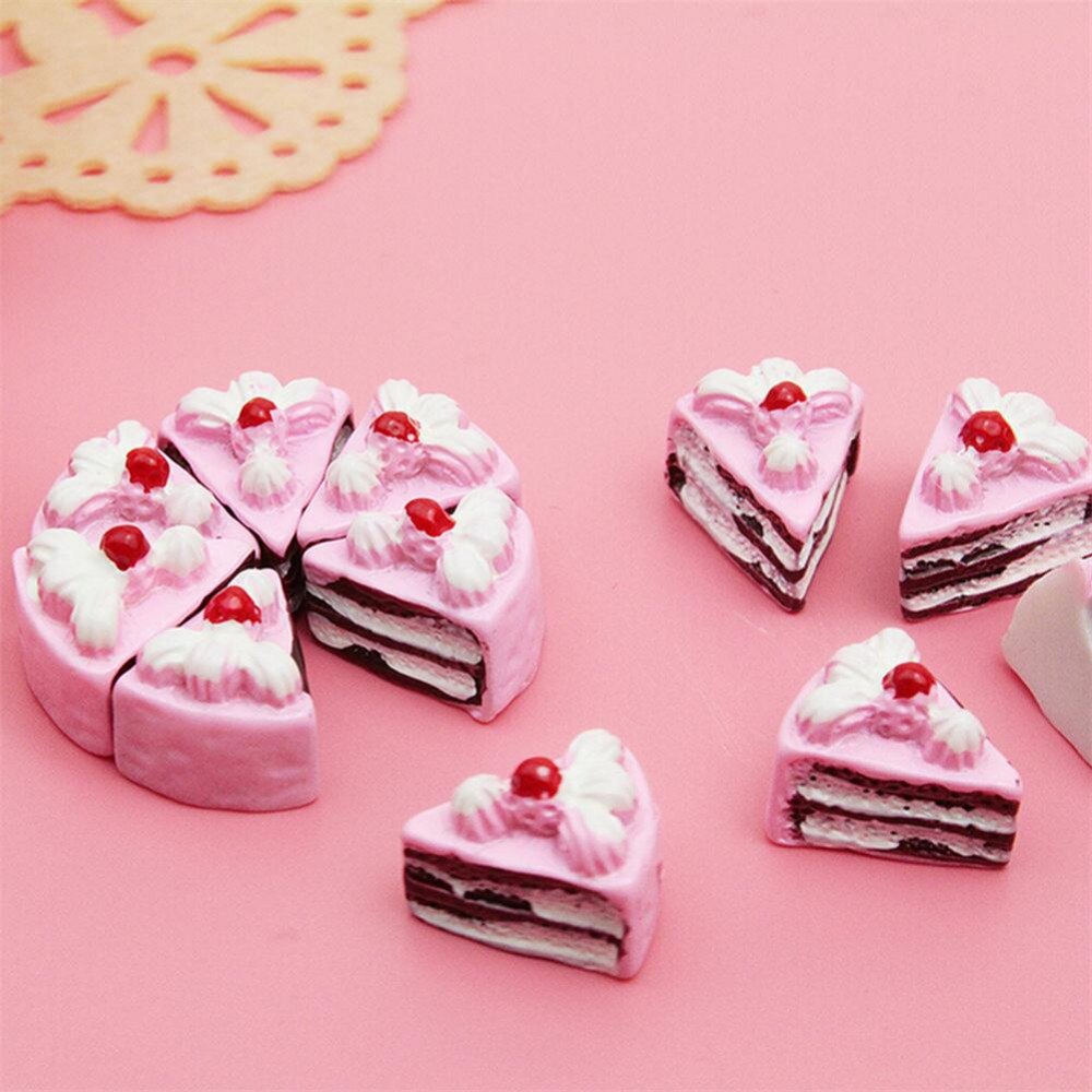 10Pcs Kawaii Plat Diy Miniatuur Kunstmatige Nep Voedsel Cake Resin Cabochon Decoratieve Craft Spelen Poppenhuis Speelgoed: Pink tomato