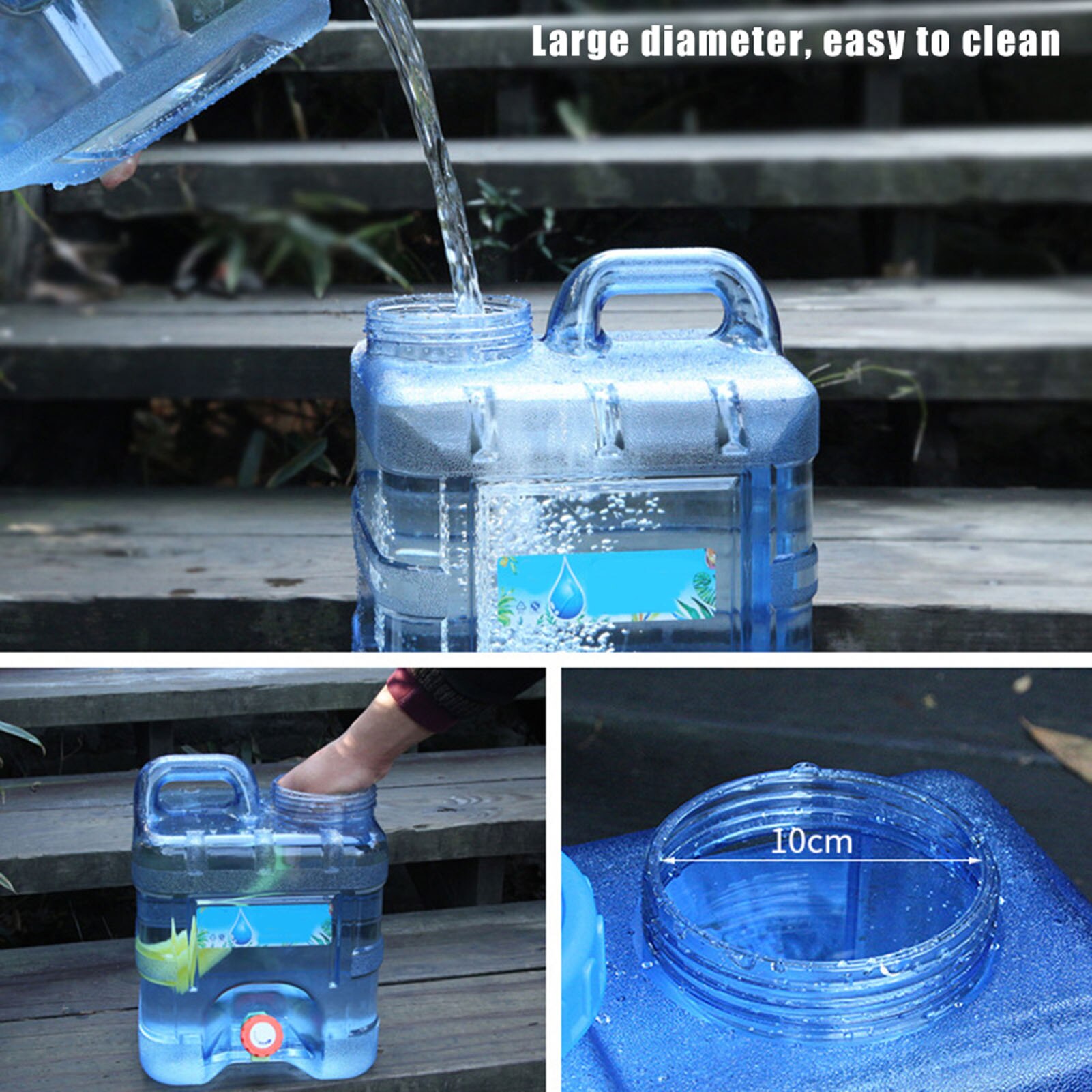 10L Plastic Water Container Dispenser Draagbare Drinkwater Werper Met Cover Met Kraan Voor Camping Wandelen