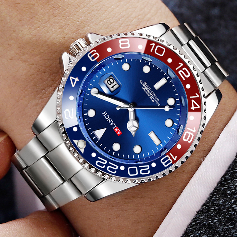 Arlanch herre quartz ur topmærke luksus vandtætte ure herre sports dato armbåndsure sort relogio masculino