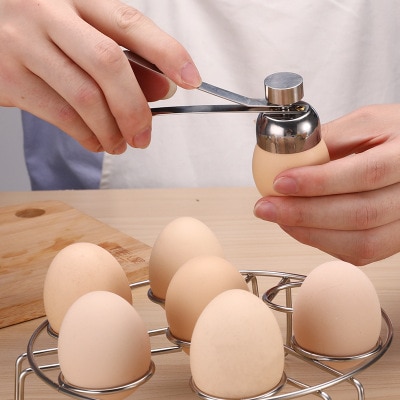 Kjøkken tilbehør gadgets rustfritt stål egg topper cutter metall egg saks kokt rå egg åpner kjøkken verktøysett