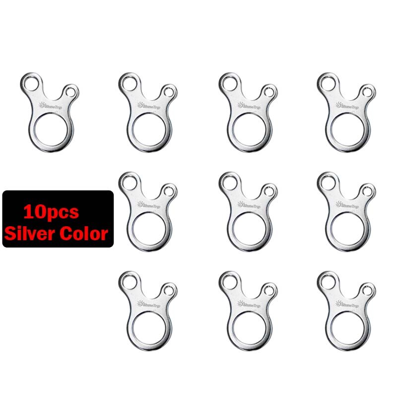 10 Stuks Tent Wind Touw Knoop Gesp 3-Gat Anti-Slip Outdoor Camping Wandelen Tent Cord Touw Aanscherping haak Touw Knoop Gespen: Silver Color(10pcs)