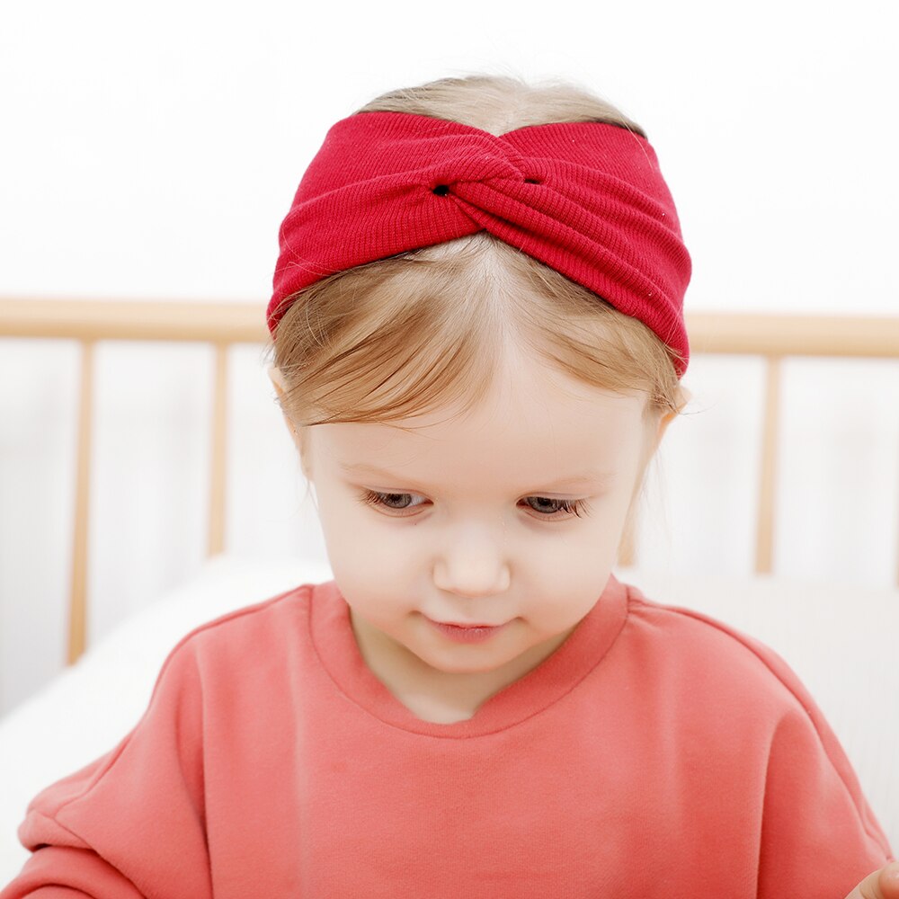 Børn pige baby pandebånd småbørn blonder kors hårbånd tilbehør hovedbeklædning 13 farver: G