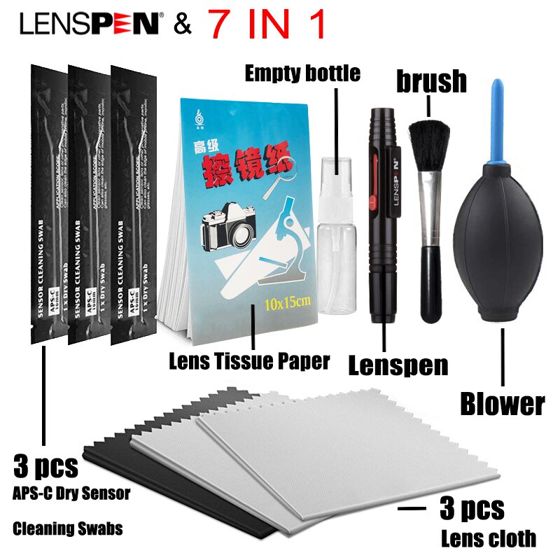 Lenspen lp-1 câmera caneta 7 em 1 terno de limpeza câmera sensor ferramenta de limpeza para nikon câmera canon telescópio óculos: 7 in 1 cleaning kit