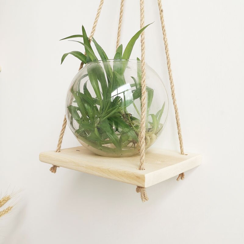 macrame plant hanger with wooden board pot tray flower pot hanging