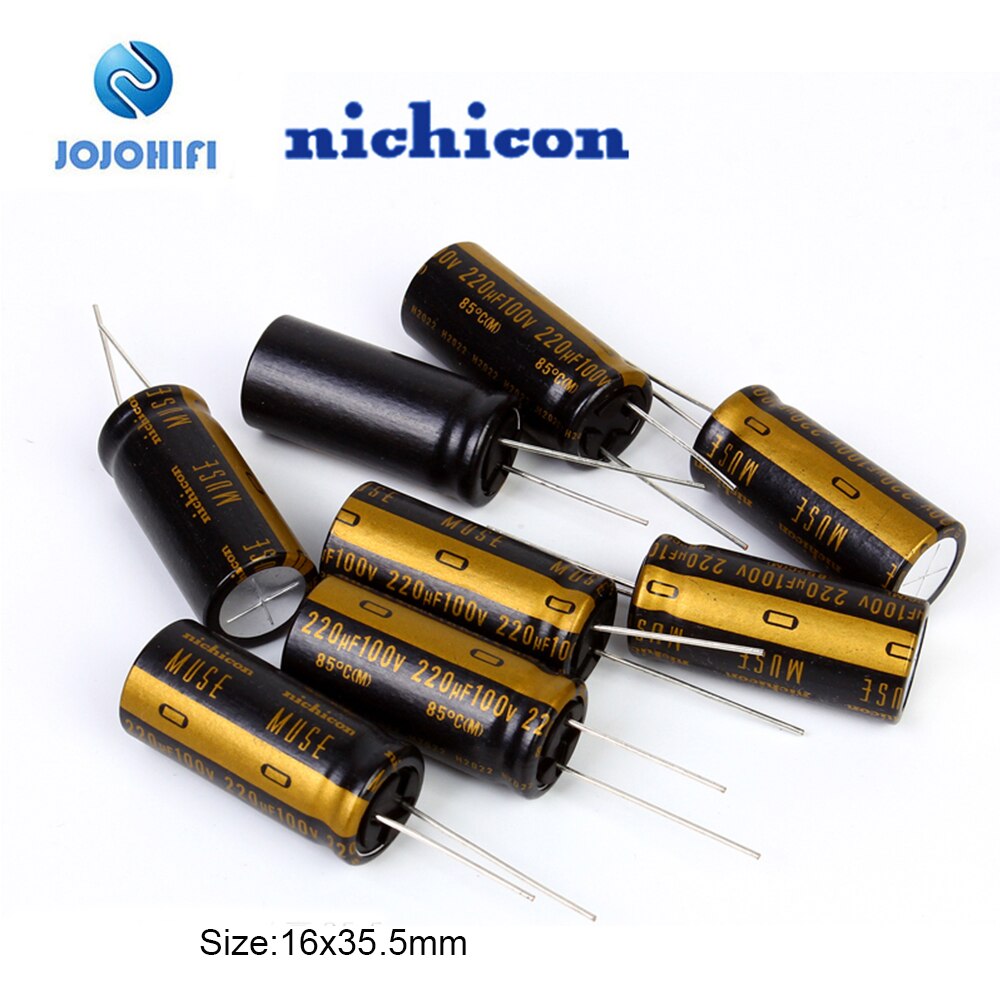 2Pcs-20Pcs Nichicon 220Uf 100V 16X35.5Mm Kz Muse 100V/220uf Toonhoogte 7.5Mm Koorts Audio Elektrolytische Condensatoren