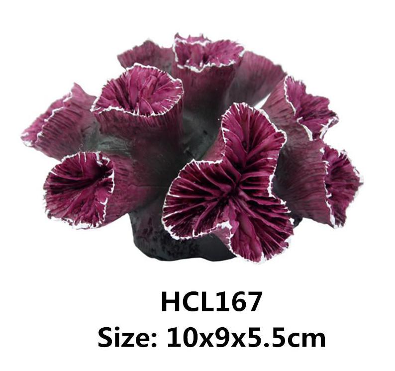 Aquarium corail artificiel en résine 15 Styles | Décoration d'aquarium à poissons, ornement de récif de corail, décoration de fleur de corail en pierre, décor de fond d'aquarium: Purple Red