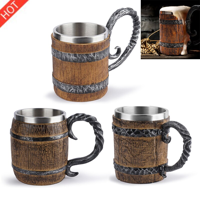 Retro horn kranium harpiks øl krus rustfrit stål 3d øl krus spil tankard kaffe kop vin glas krus drikke krus vin kop