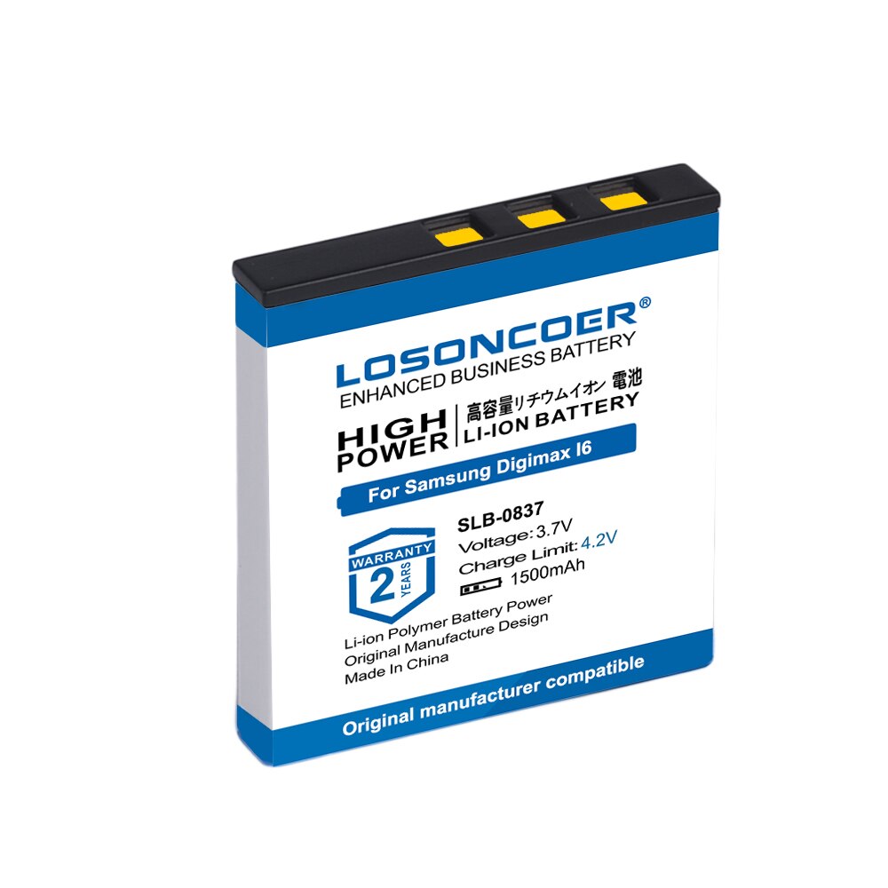 Losoncoer SLB-0837 1500Mah Batterij Voor Samsung Digimax I6 Pmp I50 L60 NV3 NV7 L80 I70 I70S L700 L700S L73 NV5 Batterijen