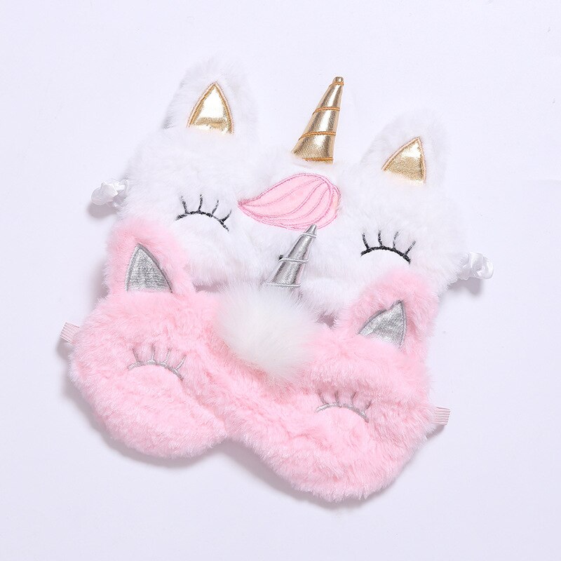 Mascarilla de Ojos de unicornio para dormir, 1 Uds., cubierta de felpa para sombra de ojos, venda visera, viaje, casa, niños, de cumpleaños