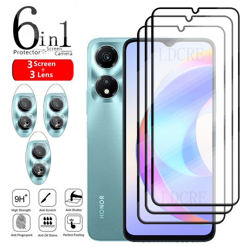 6-in-1 For Honor X5 Plus Glass For Honor X5 Plus Tempered Glass 9H HD Full Glue Screen Protector Huawei Honor X5 Plus Lens Glass